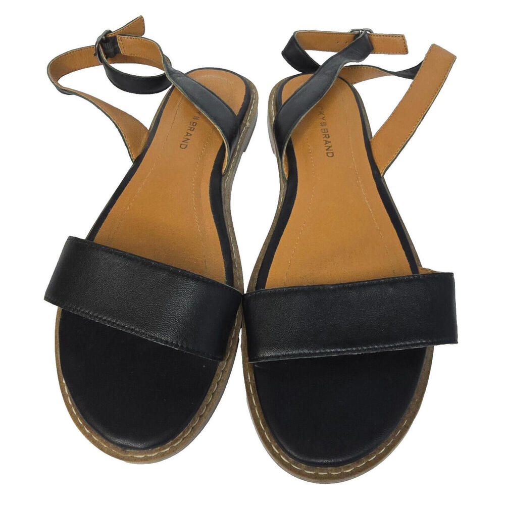 Lucky Brand Black Ankle Strap Sandals EUC Women's SZ‎ 6.5 Medium